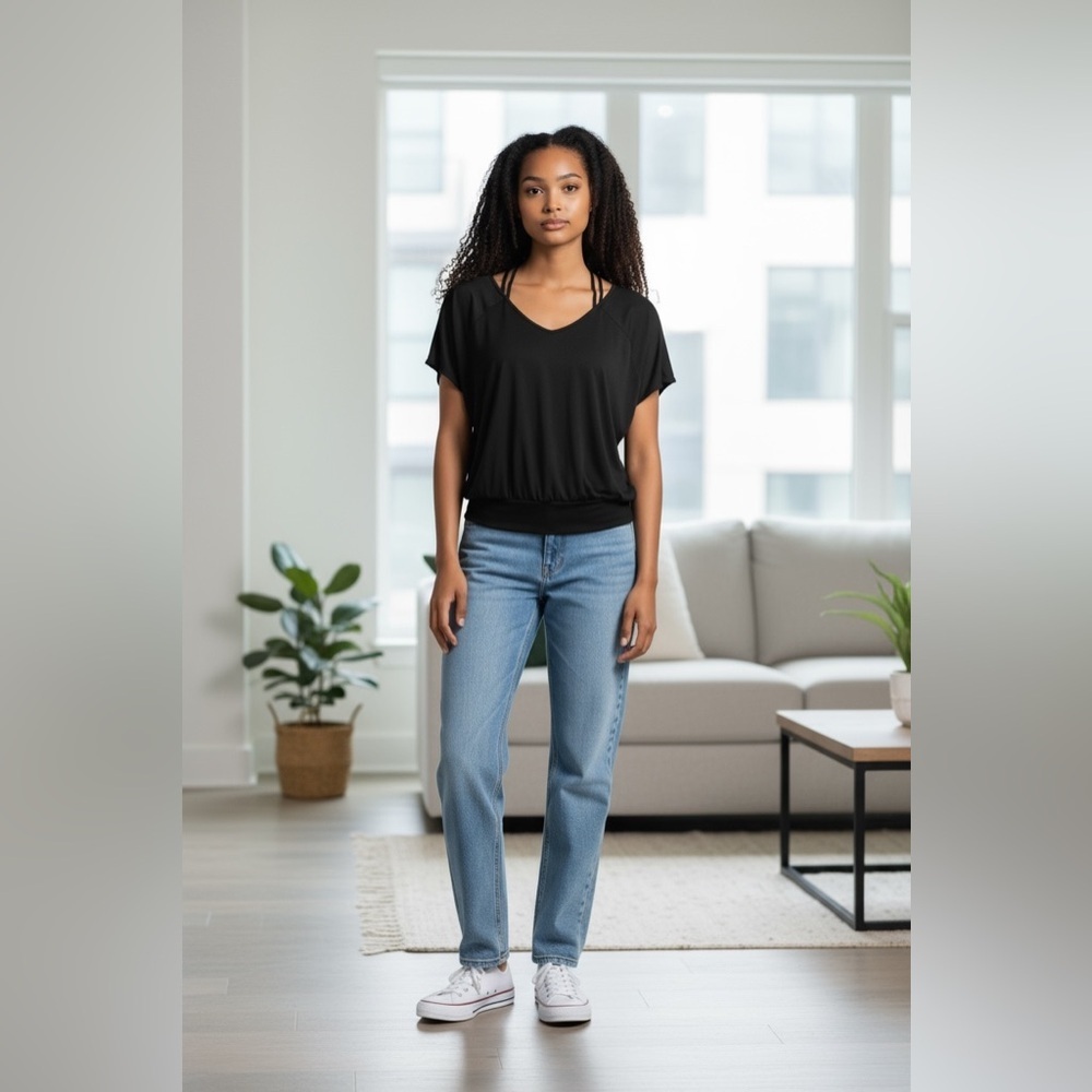 New York & Company Black V-Neck Blouse. Size XL.